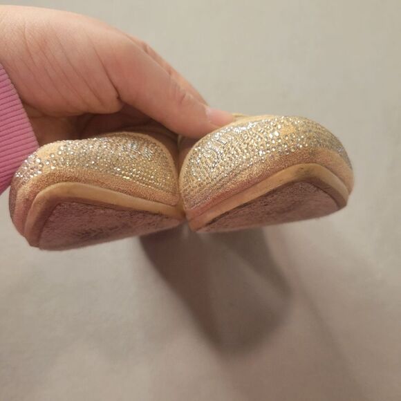 JUICY COUTURE ointed toe Flats Shoes Size 7.5 tan/gold Sparkled - Picture 7 of 8